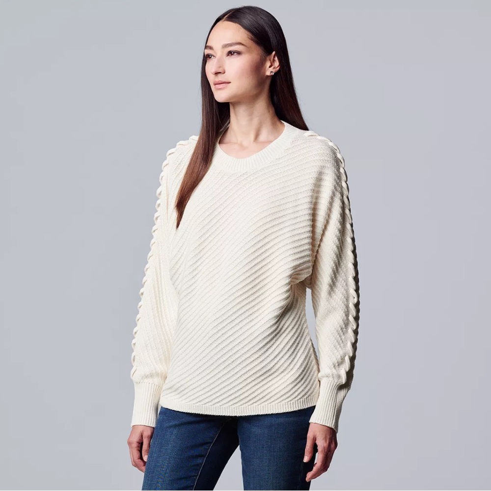 Simply Vera Vera Wang Ottoman Stitch Dolman Sleeve Sweater Size XXL